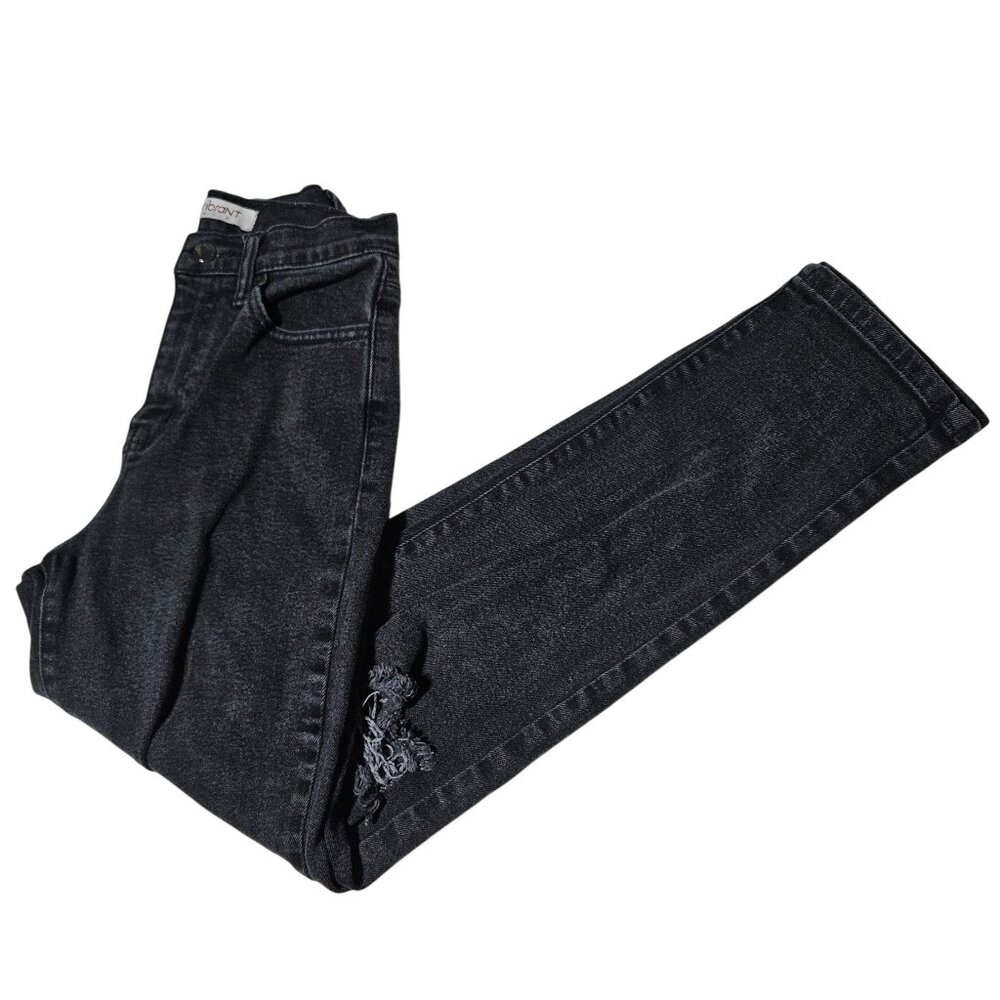 Vibrant MIU Jeans Womens Size 3 Straight Leg Mid Rise Ripped Black Denim Pants